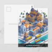 Isometrisch Budapest Travel Briefkaart (Voorkant / Achterkant)