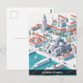 Isometrisch Istanbul Travel Briefkaart (Voorkant / Achterkant)