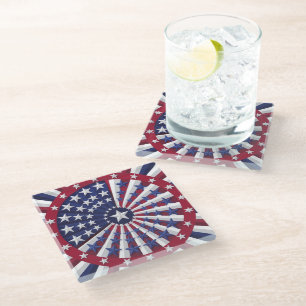 Isometrisch USA Flag Pattern Sierkussen Glazen Onderzetter