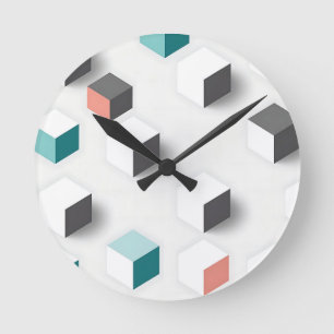Isometrische 3D-kubussen Geometrisch Abstract Patr Ronde Klok
