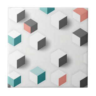Isometrische 3D-kubussen Geometrisch Abstract Patr Tegeltje