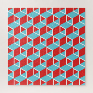 Isometrische blokjes: kleurrijke achtergrond. legpuzzel