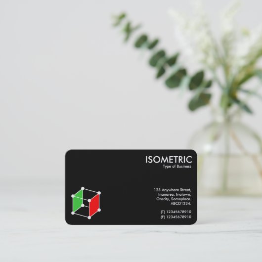 Isometrische Cube Motif v2 - Zwart-wit Visitekaartje (Staand voorkant)
