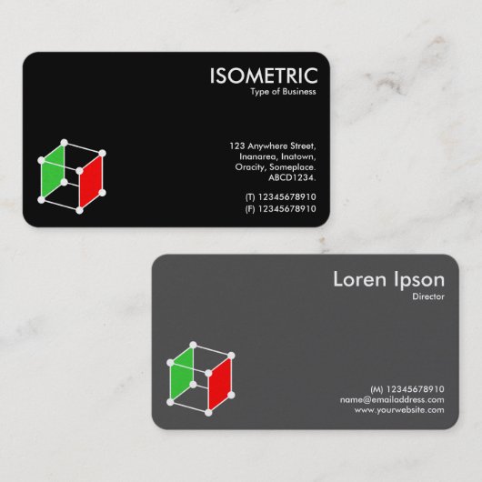 Isometrische Cube Motif v2 - Zwart-wit Visitekaartje (Voorkant / Achterkant)