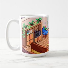 Isometrische Pixel Art Gaming PC Room Koffiemok