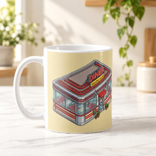 Isometrische Retro Diner Booth Cafe Mok