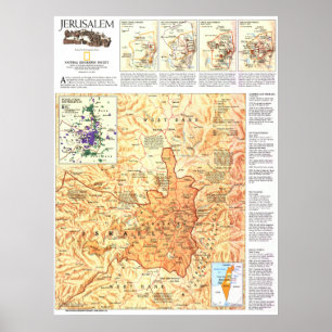 " Israël: 1996 Jeruzalem Geschiedenis MAP ... Poster