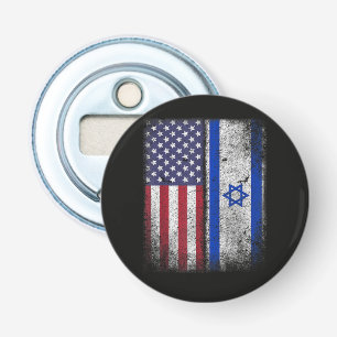 Israël-Amerikaanse Vlag Israël VS Wortels Amerika Button Flesopener