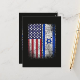 Israël Amerikaanse Vlag Israël VS Wortels Amerika Feestdagenkaart