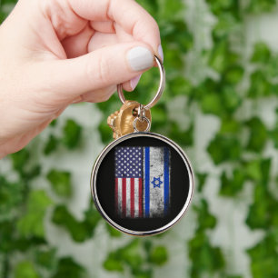 Israël Amerikaanse Vlag Israël Vs Wortels Amerika Sleutelhanger