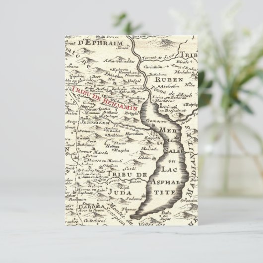 Israel Antiek Map Benjamin Bar Mitzvah Dank je Kaart (Staand voorkant)