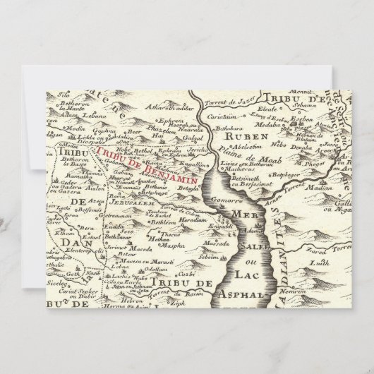 Israel Antiek Map Benjamin Bar Mitzvah Uitnodiging (Voorkant)