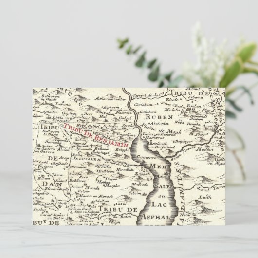 Israel Antiek Map Benjamin Bar Mitzvah Uitnodiging (Staand voorkant)