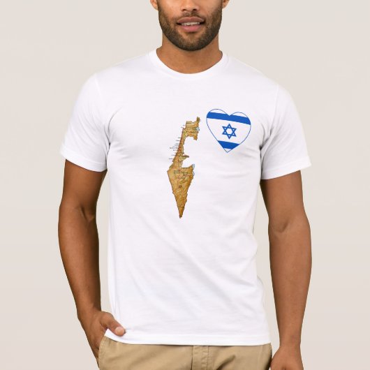 Israël Drapeau Coeur et carte T-shirt (Devant)