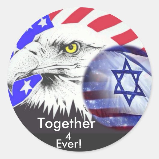 Israël en Amerika Ronde Sticker (Voorkant)