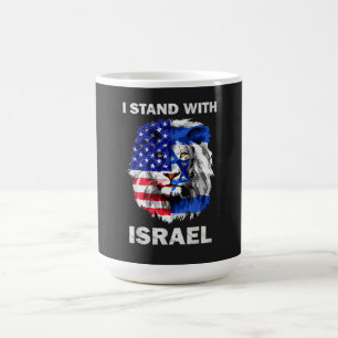 Israël en de vlag van de VS Leeuw _ Ik sta achter  Koffiemok