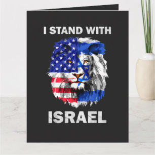 Israël en Vlag van de VS Leeuw _ Ik sta achter Isr Bedankkaart