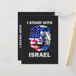 Israël en Vlag van de VS Leeuw _ Ik sta achter Isr Feestdagenkaart