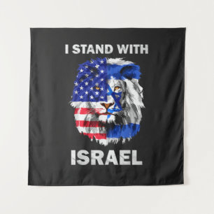 Israël en Vlag van de VS Leeuw _ Ik sta achter Isr Wandkleed