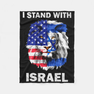 Israël en Vlag van de VS Leeuw Ik sta achter Israë Fleece Deken