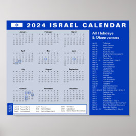 Israel Feestdagen Kalender 2024 לוחשנה Downloaden Poster