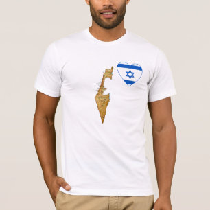 Israel Flag Heart en Map T-Shirt