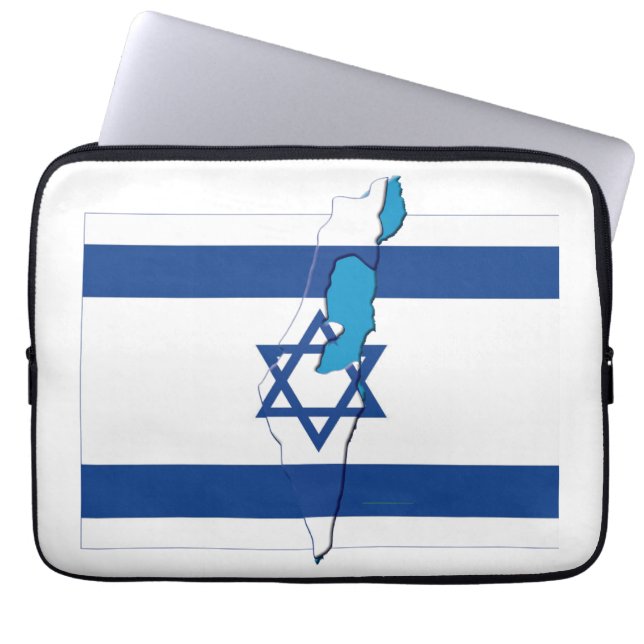 ISRAEL Flag Map Patriottic Computer Laptop Sleeve (Voorkant)