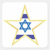 Israel Gold Star Square Sticker (Voorkant)