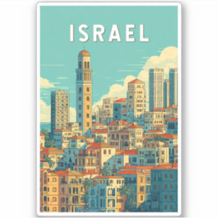 Israël Illustratie Reis Kunst Vintage Sticker
