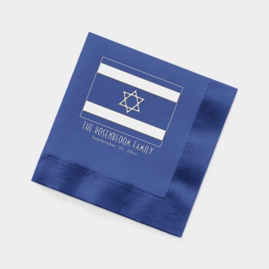 Israël Israëlische Vlag met Naam Datum Folie Servetten (Links)