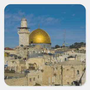 Israël, Jeruzalem, Rotskoepel Vierkante Sticker