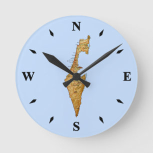 Israel Map Clock Ronde Klok