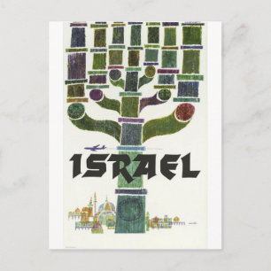 Israël, Menorah, vintage vliegtravel Briefkaart