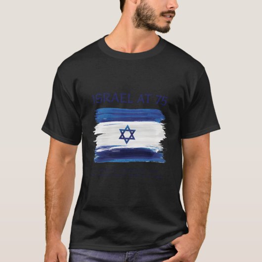 Israël op 75 onafhankelijkheid blij t-shirt (Voorkant)