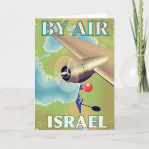 Israël Per vliegtuig vintage reisposter Feestdagen Kaart