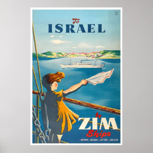 Israël Reisposter Israël Kunst ZIM Schepen Print