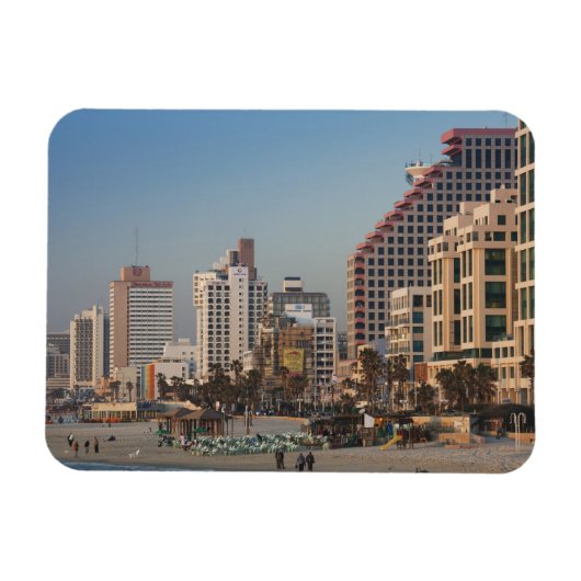 Israël, Tel Aviv, beachfront, hotels, schemering Magneet (Horizontaal)