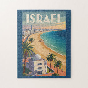 Israël Tel Aviv Illustratie Reis Kunst Vintage Legpuzzel