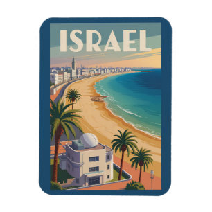 Israël Tel Aviv Illustratie Reis Kunst Vintage Magneet