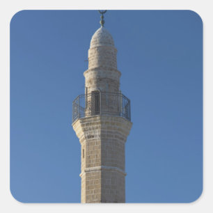 Israël, Tel Aviv, Jaffa, moskee minaret Vierkante Sticker