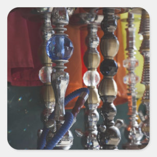 Israël, Tel Aviv, Jaffa, waterpijpen voor shisha Vierkante Sticker