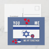 Israël Tu B'Av WE PAssen SAMEN Koppels Valentijnsd Briefkaart (Voorkant / Achterkant)