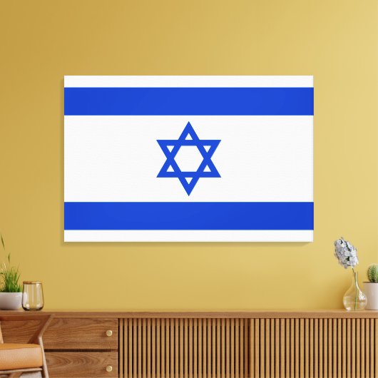 Israël vlag blauw en wit modern patriottisch canvas afdruk (Insitu (Woonkamer))
