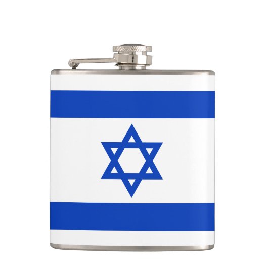Israël vlag blauw en wit patriottisch modern heupfles (Voorkant)