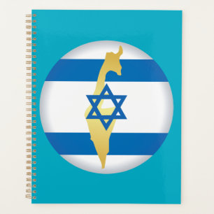 Israël Vlag en Kaart Blauwe Ster van David Embleem Planner