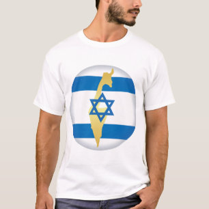 Israël Vlag en Kaart Blauwe Ster van David Embleem T-shirt