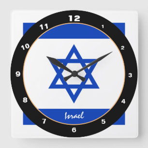 Israël vlag en mode van trendy Israël / ontwerpk Vierkante Klok