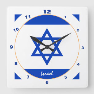 Israël vlag en mode van trendy Israël / ontwerpk Vierkante Klok