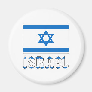 Israël Vlag en Woord ISRAËL Ronde Magneet