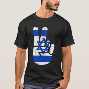 Israël Vlag Groot Vredesbord V Vingers Symbool T-shirt
